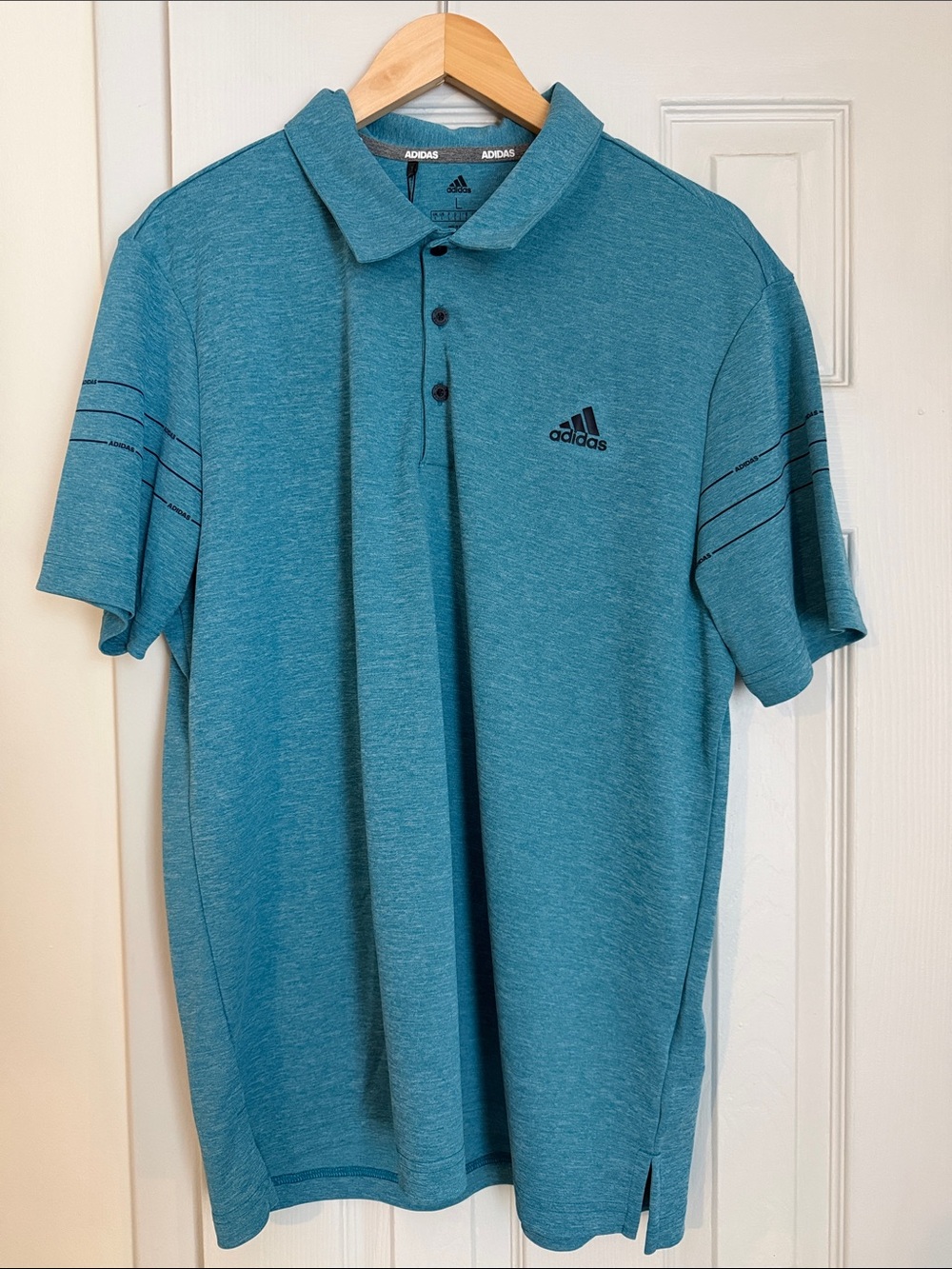 adidas Men's Teal Blue Heather Polo Shirt
